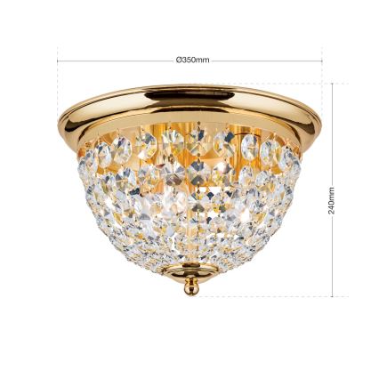 Kristallikattovalaisin PLAFOND 3xE27/40W/230V halkaisija 35 cm kulta