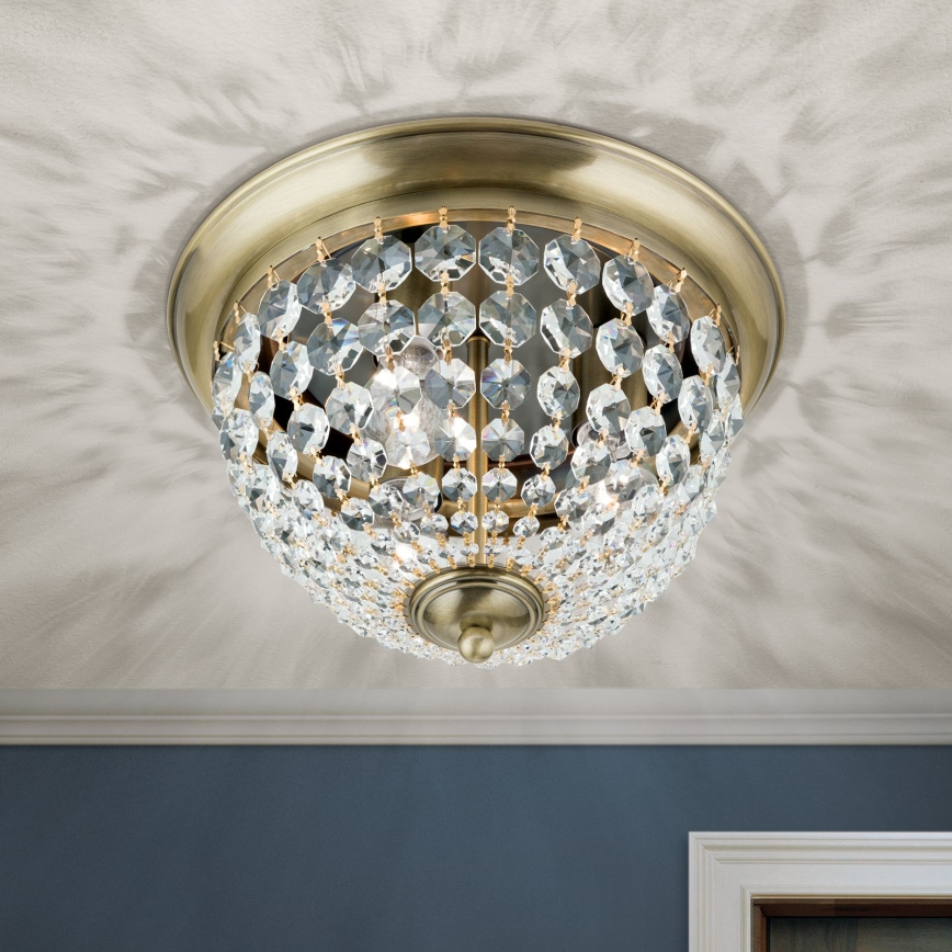 Kristallikattovalaisin PLAFOND 3xE27/40W/230V halkaisija 35 cm pronssi