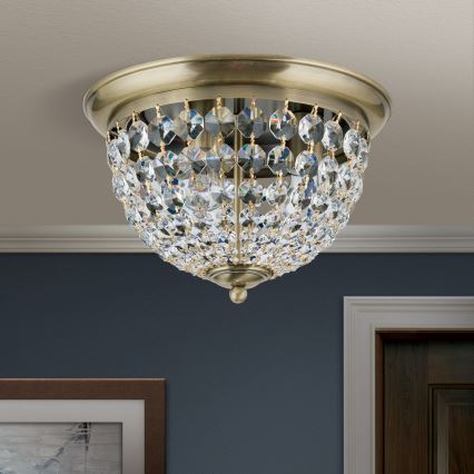 Kristallikattovalaisin PLAFOND 3xE27/40W/230V halkaisija 35 cm pronssi