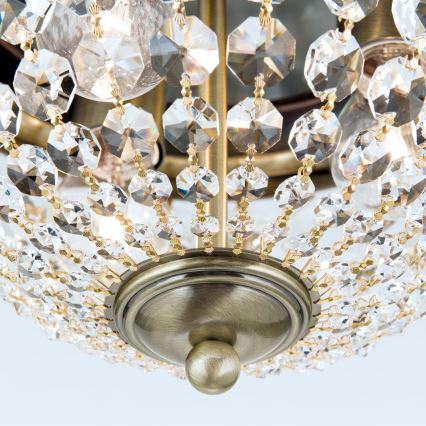 Kristallikattovalaisin PLAFOND 3xE27/40W/230V halkaisija 35 cm pronssi