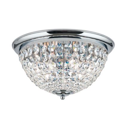 Kristallikattovalaisin PLAFOND 6xE27/40W/230V halkaisija 47 cm kiiltävä kromi