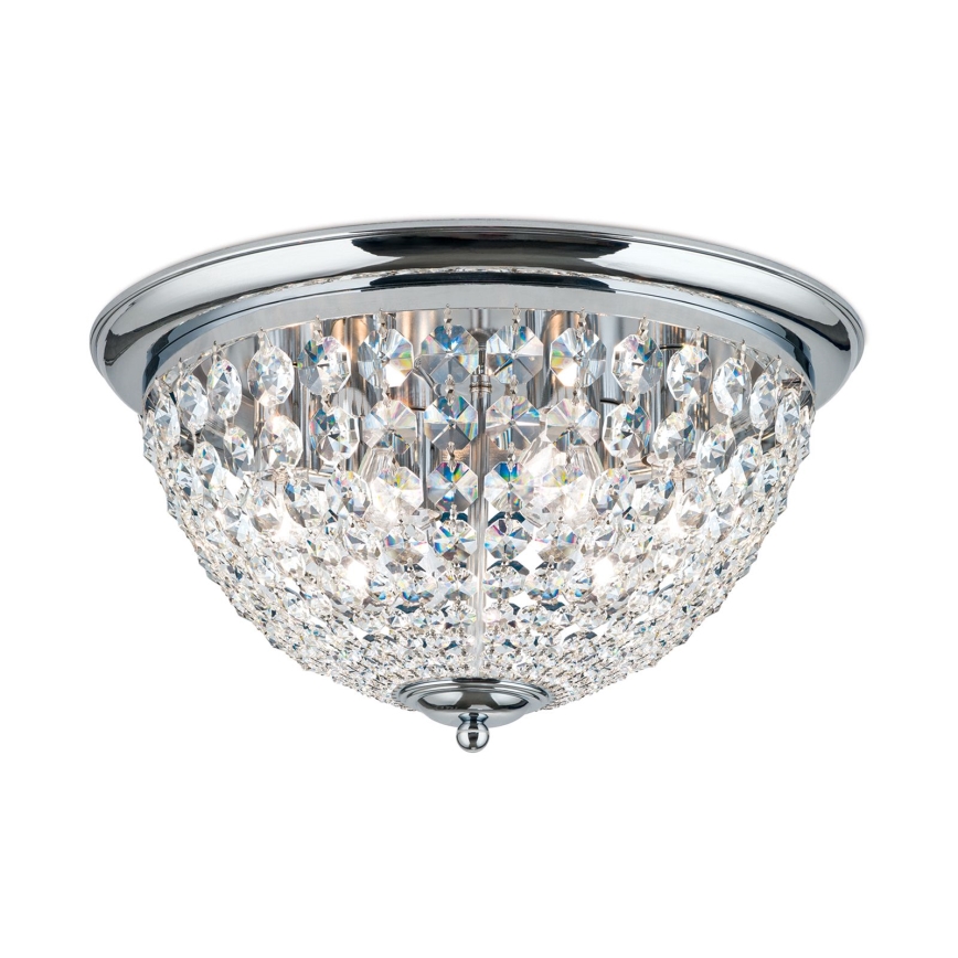 Kristallikattovalaisin PLAFOND 6xE27/40W/230V halkaisija 47 cm kiiltävä kromi
