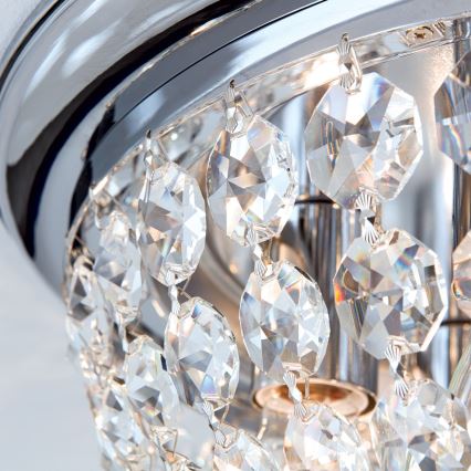 Kristallikattovalaisin PLAFOND 6xE27/40W/230V halkaisija 47 cm kiiltävä kromi
