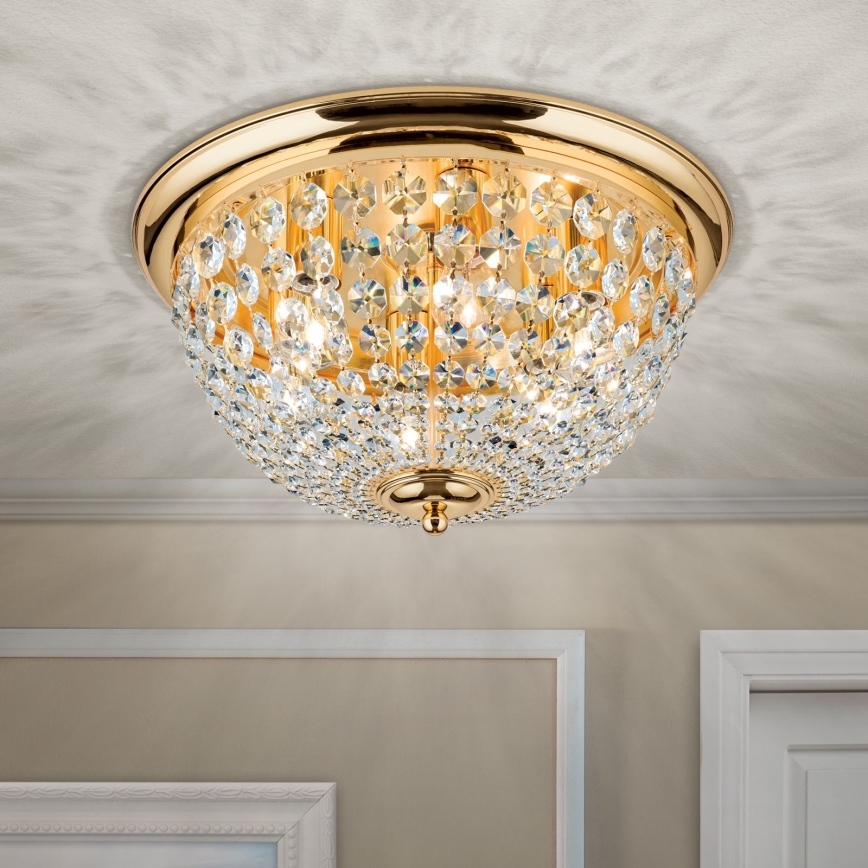 Kristallikattovalaisin PLAFOND 6xE27/40W/230V halkaisija 47 cm kulta