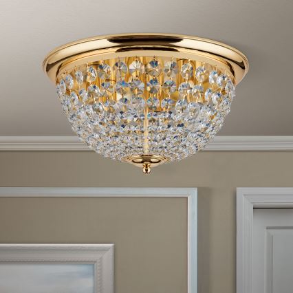 Kristallikattovalaisin PLAFOND 6xE27/40W/230V halkaisija 47 cm kulta