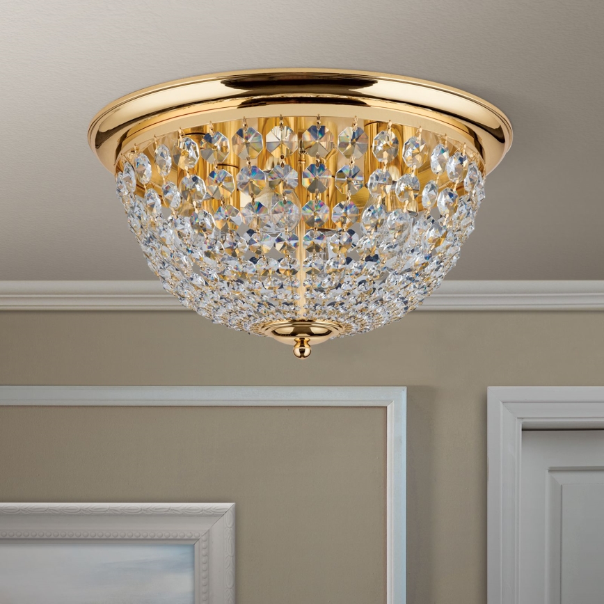 Kristallikattovalaisin PLAFOND 6xE27/40W/230V halkaisija 47 cm kulta