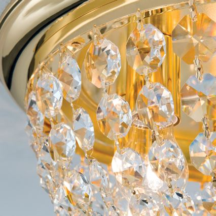 Kristallikattovalaisin PLAFOND 6xE27/40W/230V halkaisija 47 cm kulta