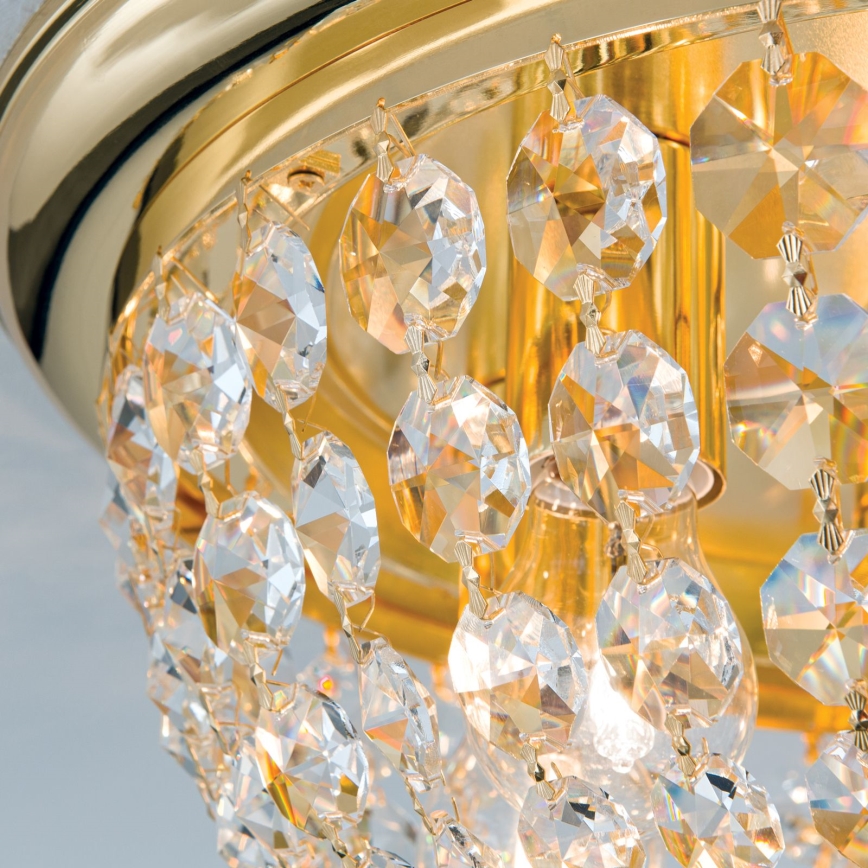 Kristallikattovalaisin PLAFOND 6xE27/40W/230V halkaisija 47 cm kulta