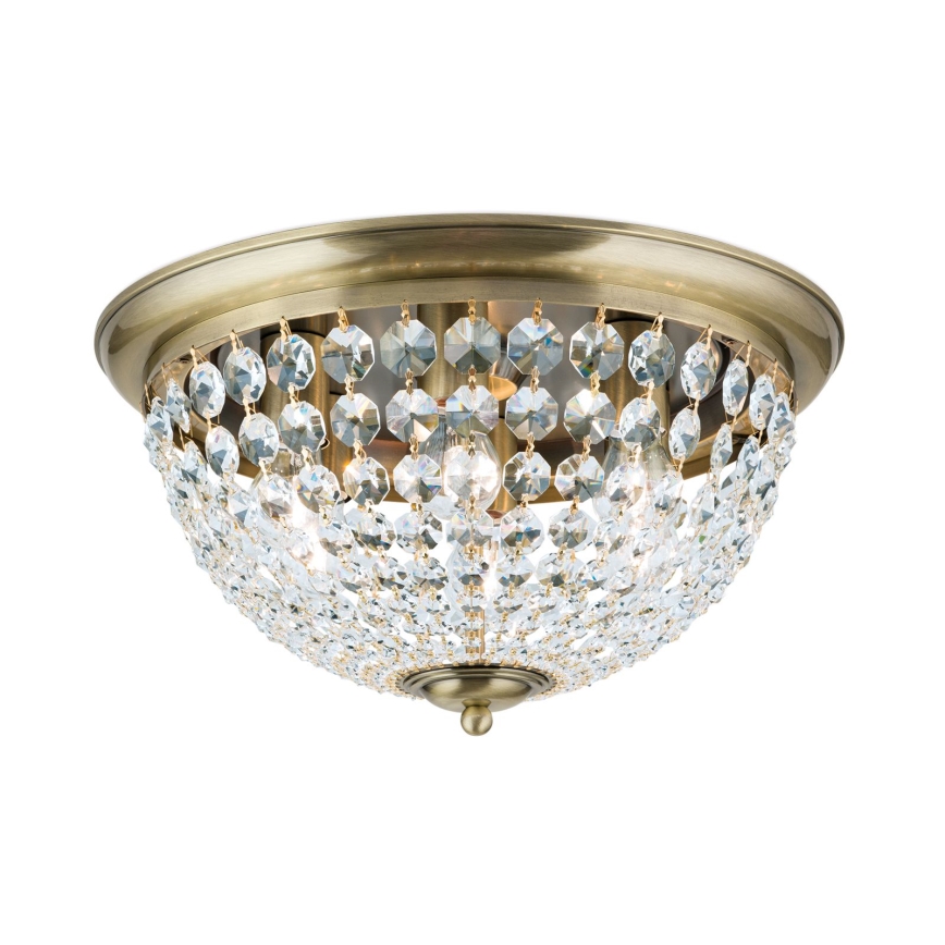 Kristallikattovalaisin PLAFOND 6xE27/40W/230V halkaisija 47 cm pronssi