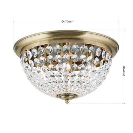 Kristallikattovalaisin PLAFOND 6xE27/40W/230V halkaisija 47 cm pronssi