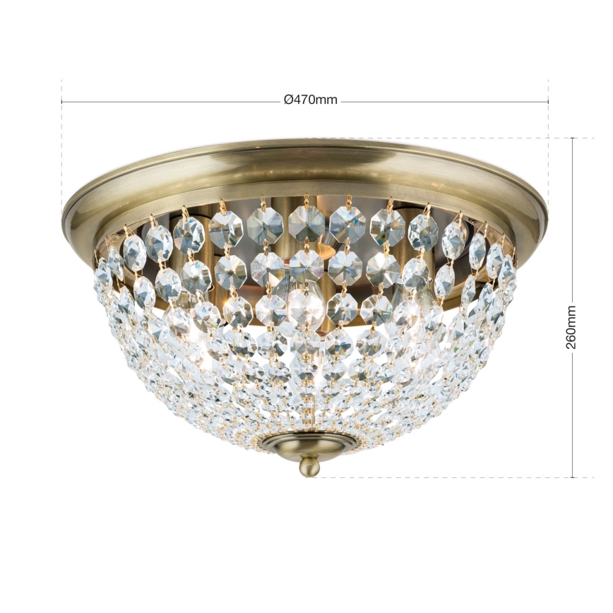 Kristallikattovalaisin PLAFOND 6xE27/40W/230V halkaisija 47 cm pronssi
