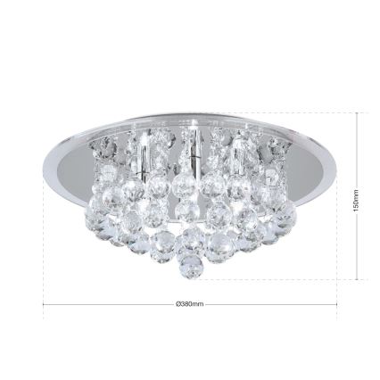 Kristallikattovalaisin GLORIA 4xG9/40W/230V halkaisija 38 cm läpinäkyvä/kiiltävä kromi
