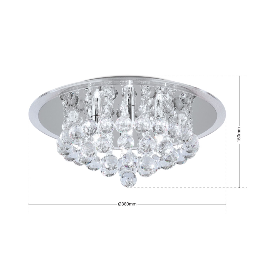 Kristallikattovalaisin GLORIA 4xG9/40W/230V halkaisija 38 cm läpinäkyvä/kiiltävä kromi