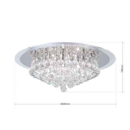 Kristallikattovalaisin GLORIA 6xG9/40W/230V halkaisija 50 cm läpinäkyvä/kiiltävä kromi