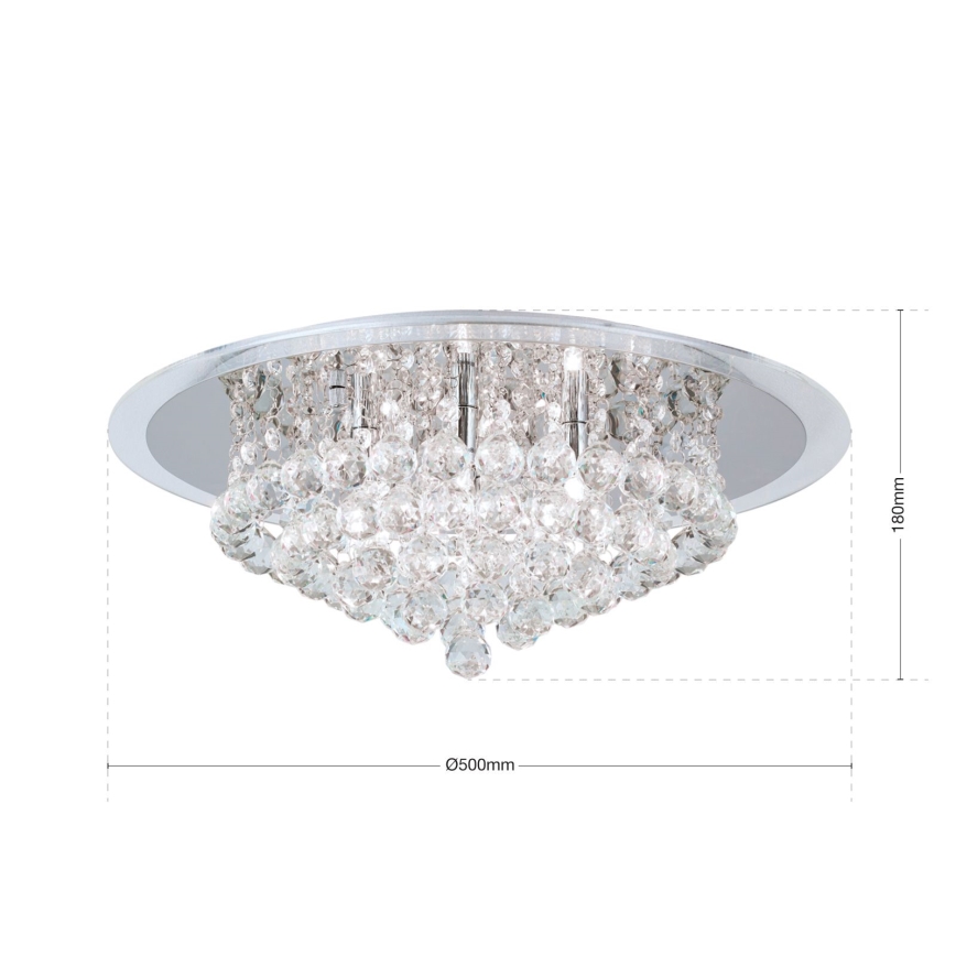 Kristallikattovalaisin GLORIA 6xG9/40W/230V halkaisija 50 cm läpinäkyvä/kiiltävä kromi