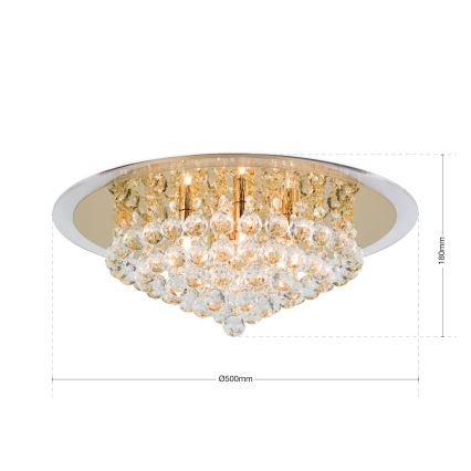 Kristallikattovalaisin GLORIA 6xG9/40W/230V halkaisija 50 cm kulta