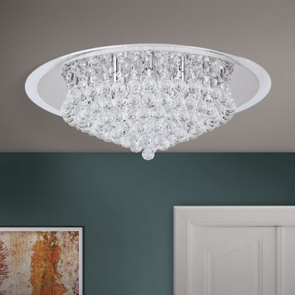 Kristallikattovalaisin GLORIA 9xG9/40W/230V halkaisija 62 cm läpinäkyvä/kiiltävä kromi