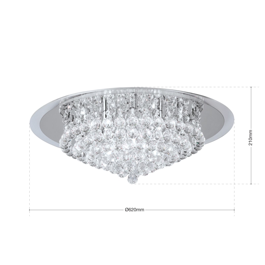 Kristallikattovalaisin GLORIA 9xG9/40W/230V halkaisija 62 cm läpinäkyvä/kiiltävä kromi