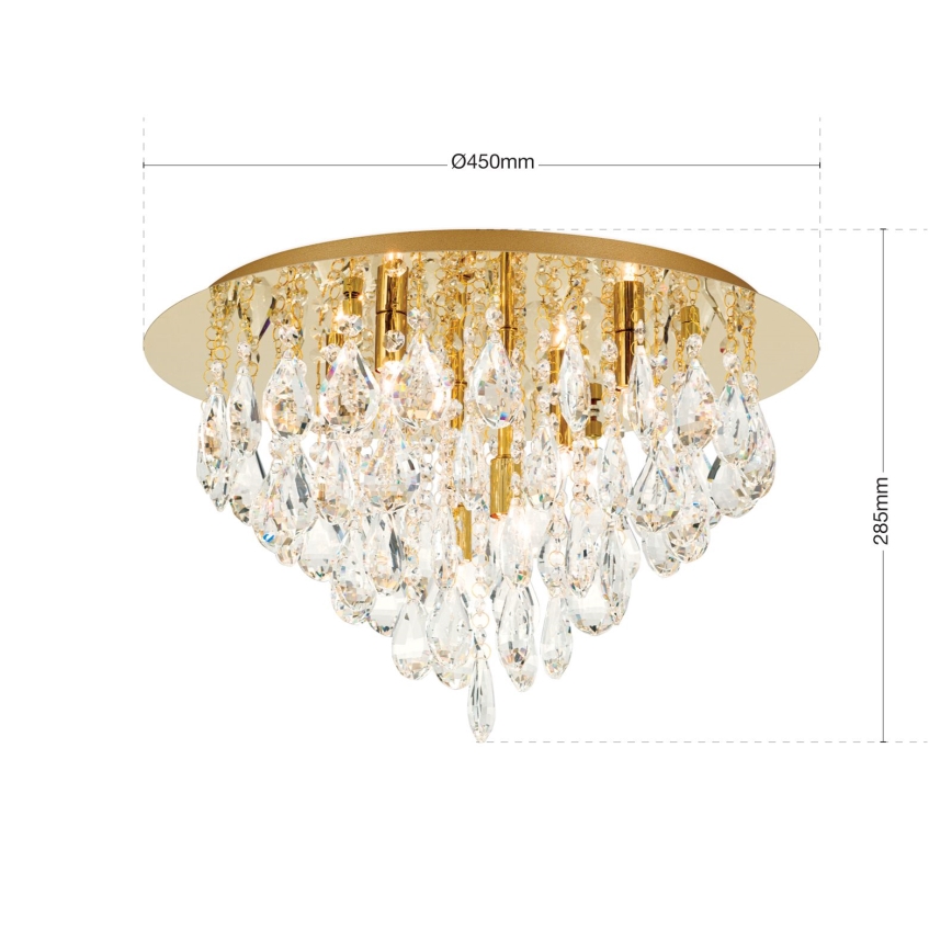 Kristallikattovalaisin CELESTE 6xG9/40W/230V halkaisija 45 cm kulta