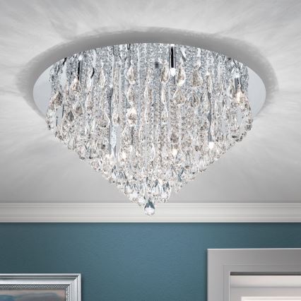 Kristallikattovalaisin CELESTE 12xG9/40W/230V halkaisija 75 cm kiiltävä kromi