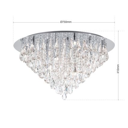 Kristallikattovalaisin CELESTE 12xG9/40W/230V halkaisija 75 cm kiiltävä kromi