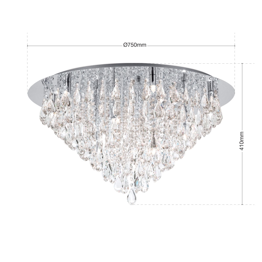 Kristallikattovalaisin CELESTE 12xG9/40W/230V halkaisija 75 cm kiiltävä kromi