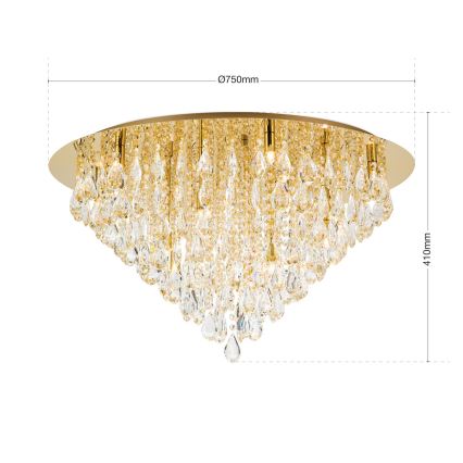 Kristallikattovalaisin CELESTE 12xG9/40W/230V halkaisija 75 cm kulta