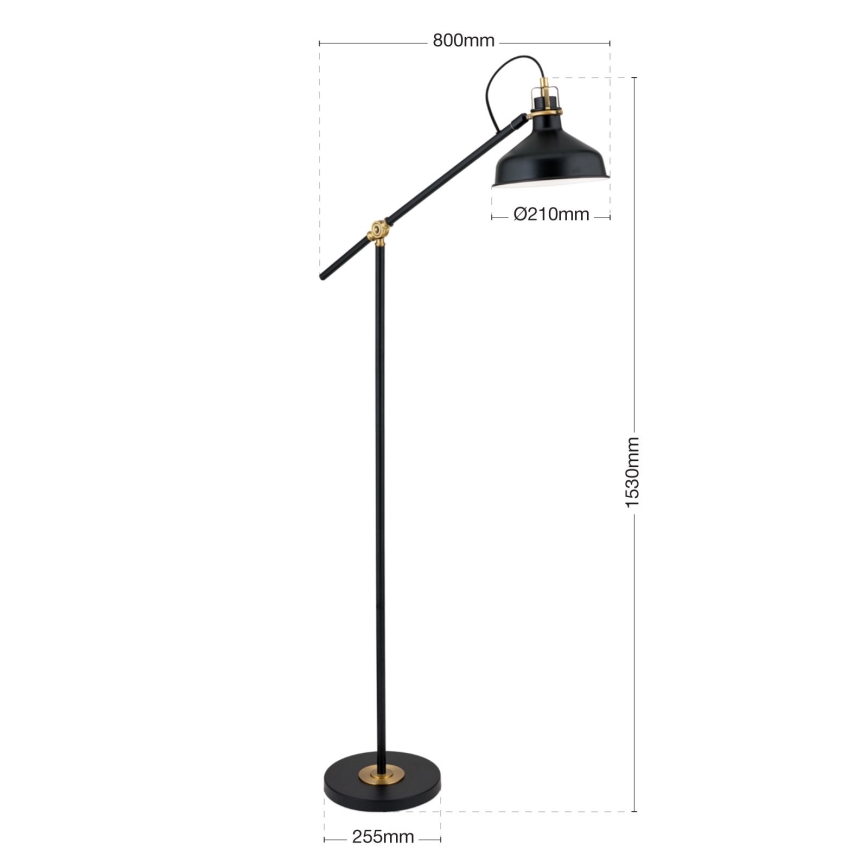 Lattialamppu SCHILLER 1xE27/40W/230V musta/pronssi