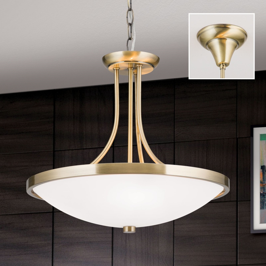 Kattokruunu ketjussa AIDA 3xE27/60W/230V halkaisija 39,5 cm messinki