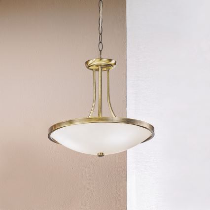 Kattokruunu ketjussa AIDA 3xE27/60W/230V halkaisija 39,5 cm messinki