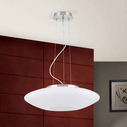 Kattokruunu johdossa BLANC 2xE27/60W/230V halkaisija 49 cm mattakromi