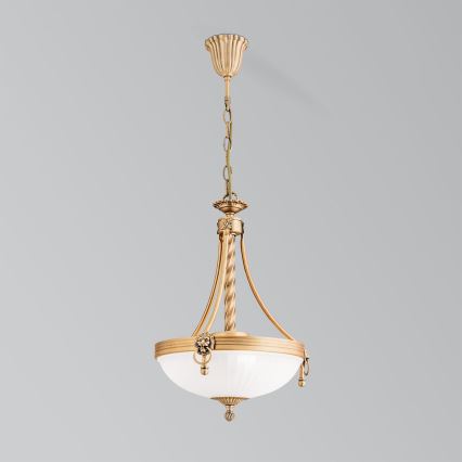 Kattokruunu ketjussa ROCCA 3xE27/60W/230V halkaisija 32 cm pronssi/valkoinen
