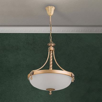 Kattokruunu ketjussa ROCCA 3xE27/60W/230V halkaisija 42 cm pronssi/valkoinen
