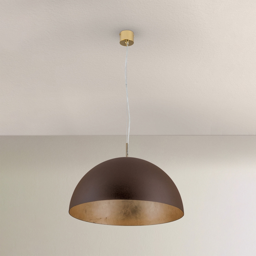 Kattokruunu johdossa ELIANO 1xE27/60W/230V halkaisija 50 cm ruskea/kulta