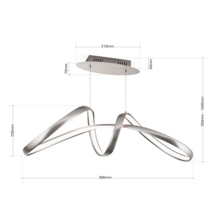 Himmennettävä LED-kattokruunu johdossa CIRCUS LED/36W/230V hopea