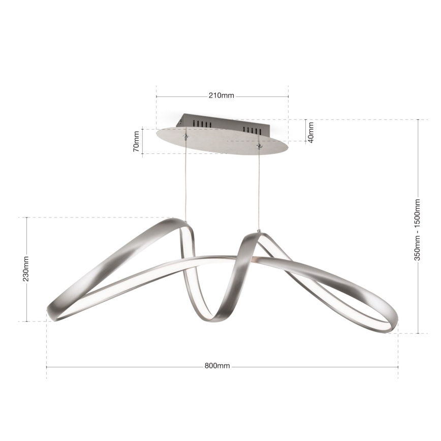 Himmennettävä LED-kattokruunu johdossa CIRCUS LED/36W/230V hopea