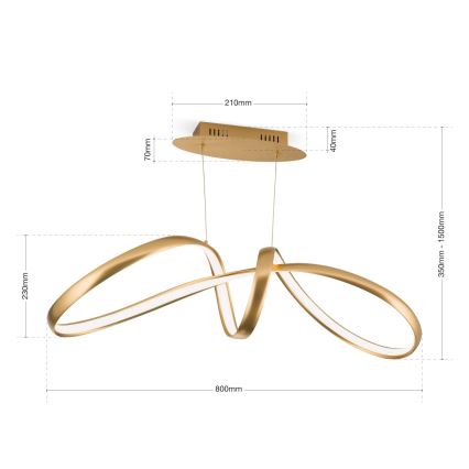 Himmennettävä LED-kattokruunu johdossa CIRCUS LED/36W/230V kulta
