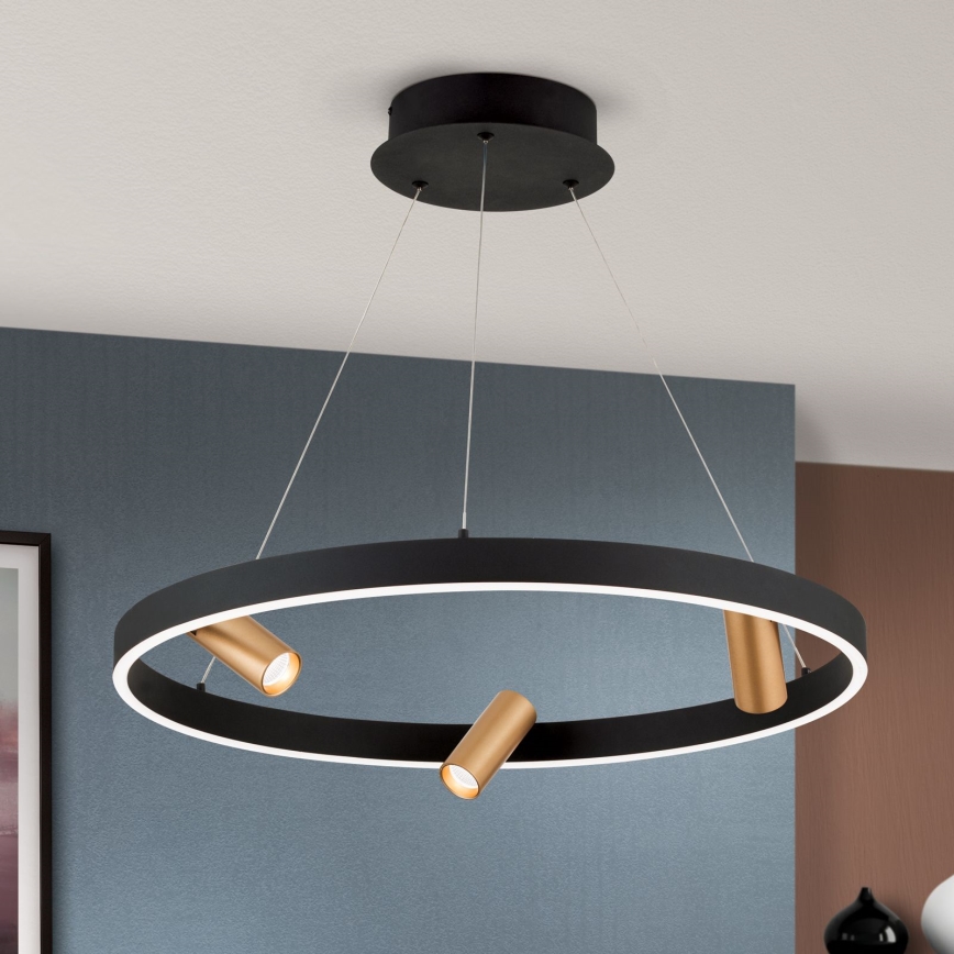 Himmennettävä LED-kattokruunu johdossa BERLIN LED/50W/230V musta/kulta