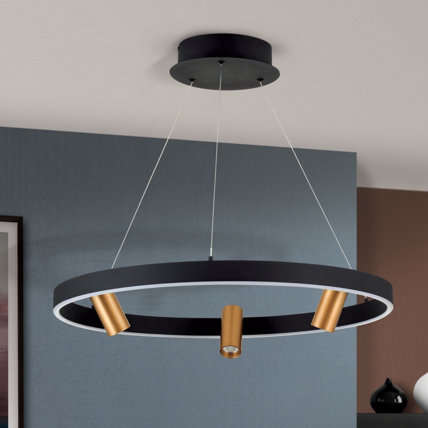 Himmennettävä LED-kattokruunu johdossa BERLIN LED/50W/230V musta/kulta