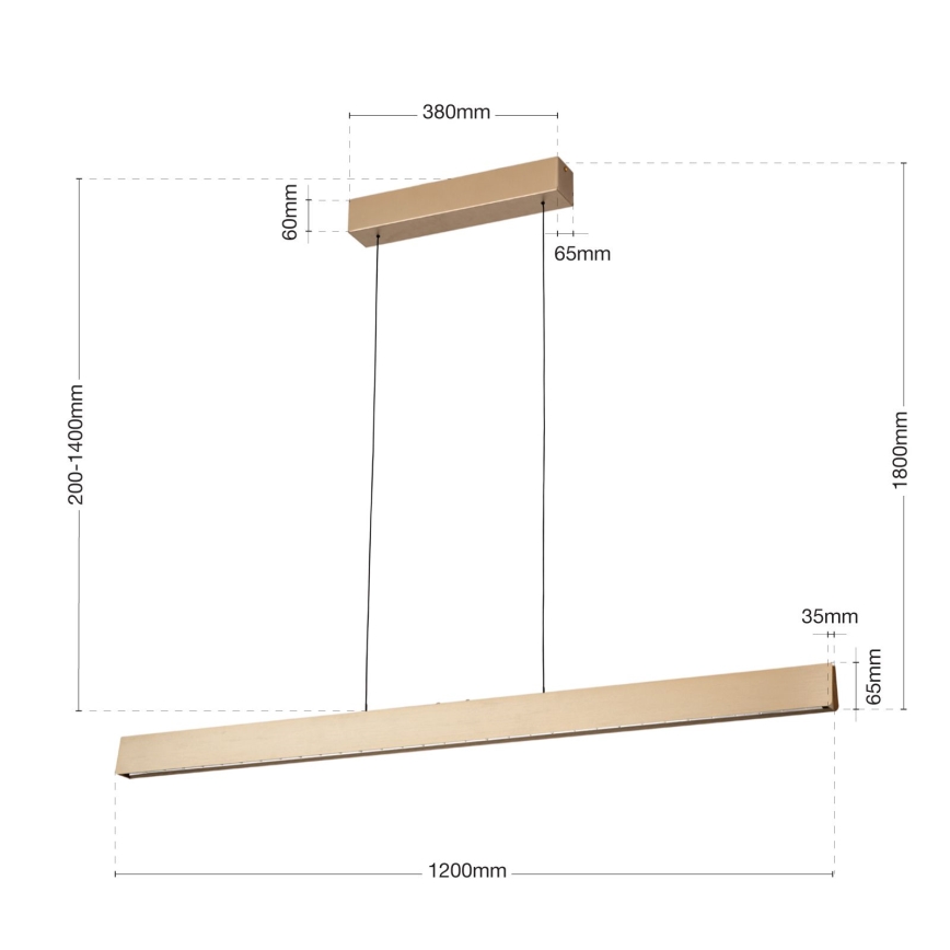 Himmennettävä LED-kattokruunu johdossa TARA LED/44W/230V 2700/3800/4500/5700K kulta