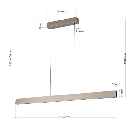 Himmennettävä LED-kattokruunu johdossa TARA LED/44W/230V 2700/3800/4500/5700K mattakromi