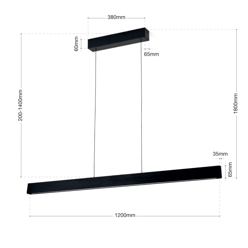 Himmennettävä LED-kattokruunu johdossa TARA LED/44W/230V 2700/3800/4500/5700K musta