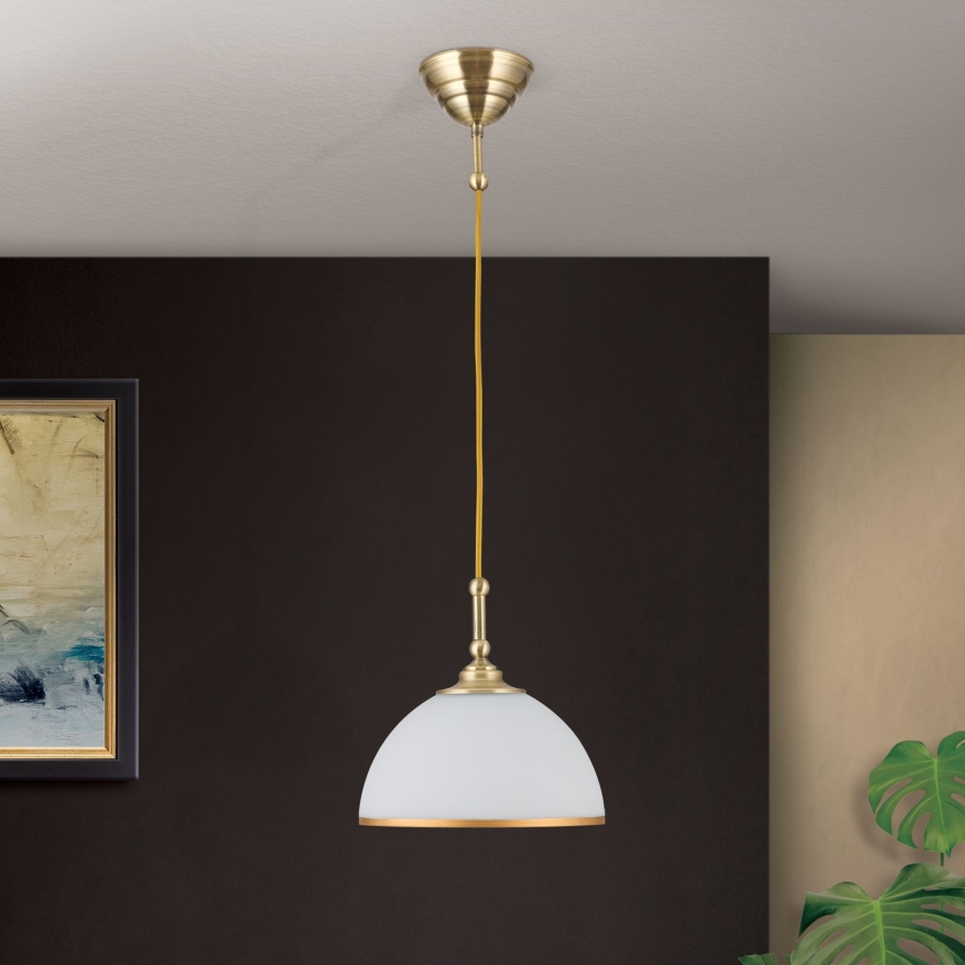 Kattokruunu johdossa OLD LAMP 1xE27/40W/230V valkoinen/pronssi