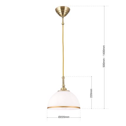 Kattokruunu johdossa OLD LAMP 1xE27/40W/230V valkoinen/pronssi
