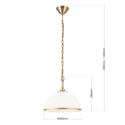 Kattokruunu ketjussa OLD LAMP 1xE27/40W/230V halkaisija 30 cm valkoinen/pronssi
