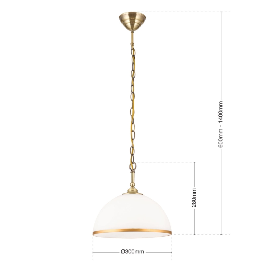 Kattokruunu ketjussa OLD LAMP 1xE27/40W/230V halkaisija 30 cm valkoinen/pronssi