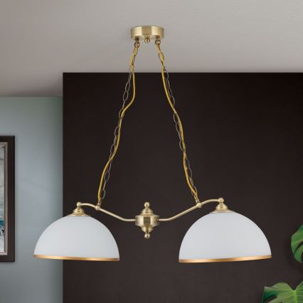 Kattokruunu ketjussa OLD LAMP 2xE27/40W/230V valkoinen/pronssi