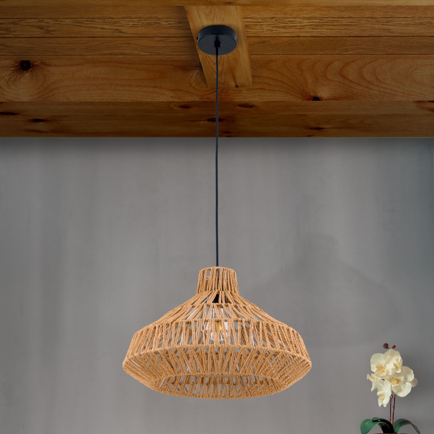Kattokruunu johdossa BASKET 1xE27/40W/230V halkaisija 40 cm hemp