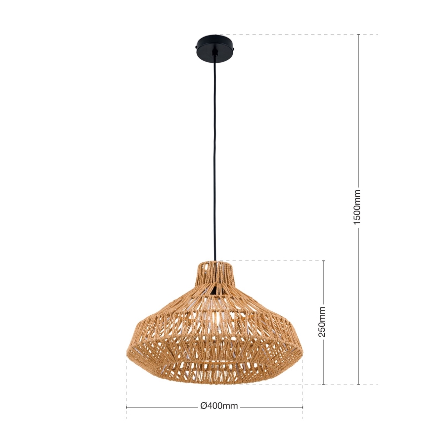 Kattokruunu johdossa BASKET 1xE27/40W/230V halkaisija 40 cm hemp