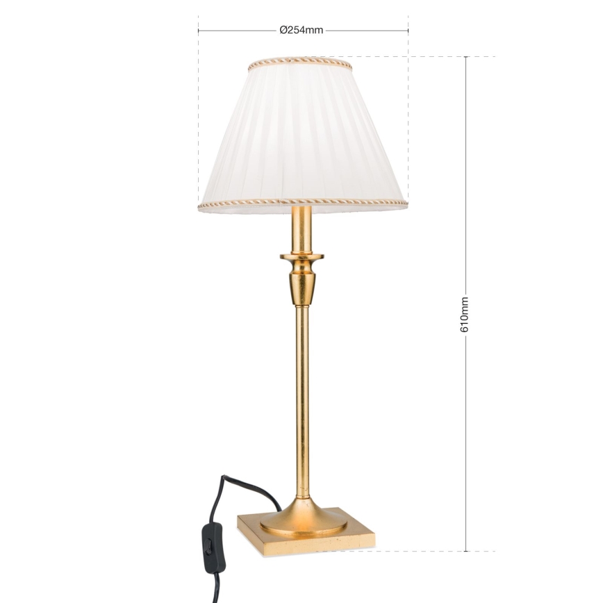 Pöytävalaisin FONSA 1xE27/60W/230V 61 cm valkoinen/kulta